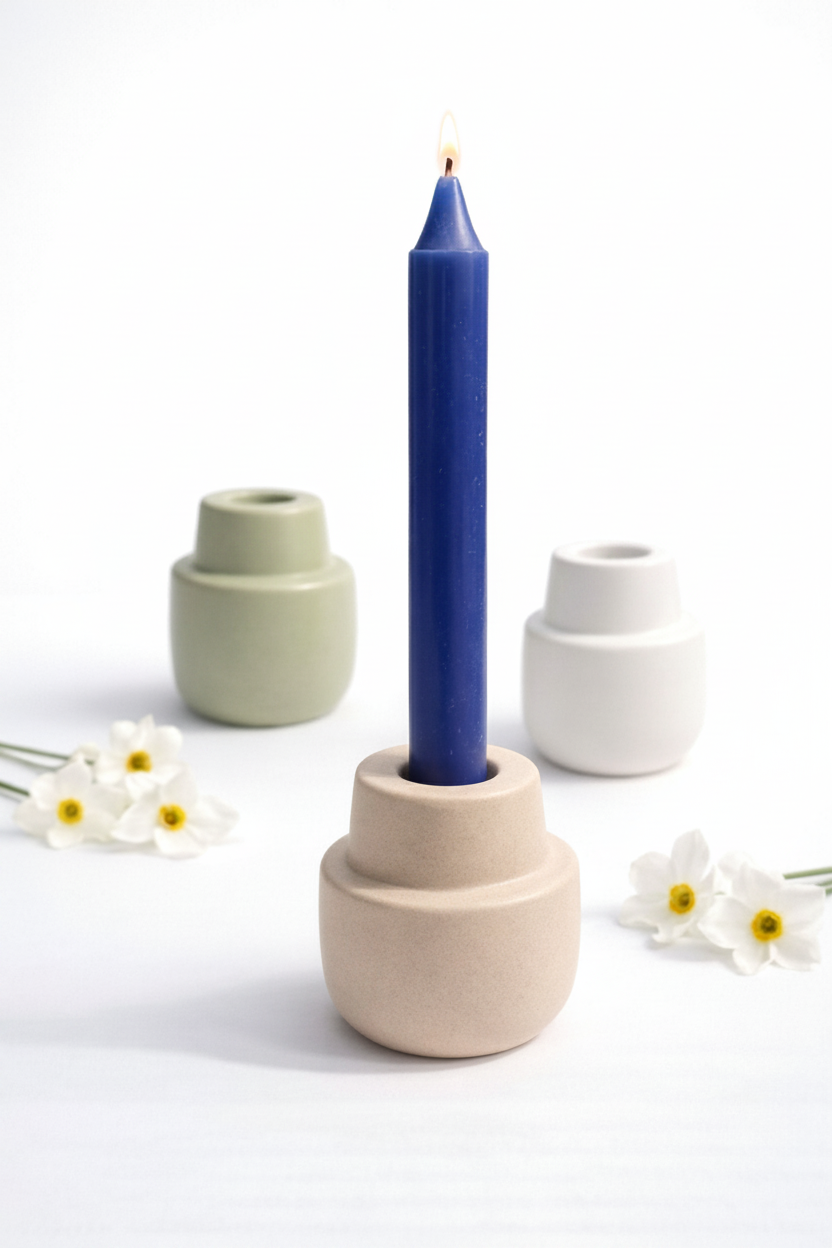 פמוט חרס GAP אפור 8 ס''מ