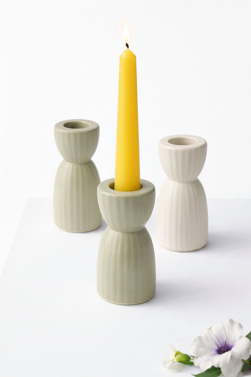 פמוט חרס VIC ירוק 8 ס''מ