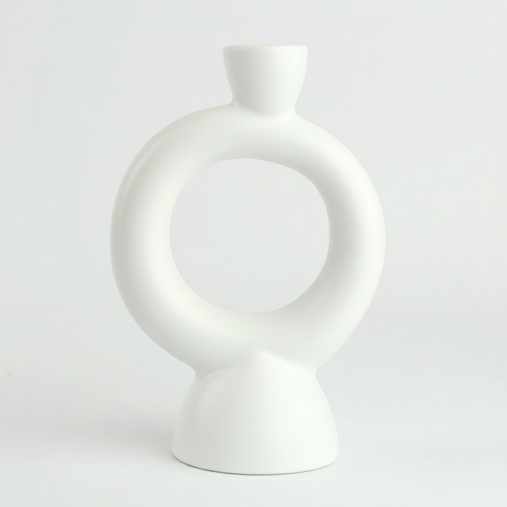 פמוט חרס HILL לבן קטן