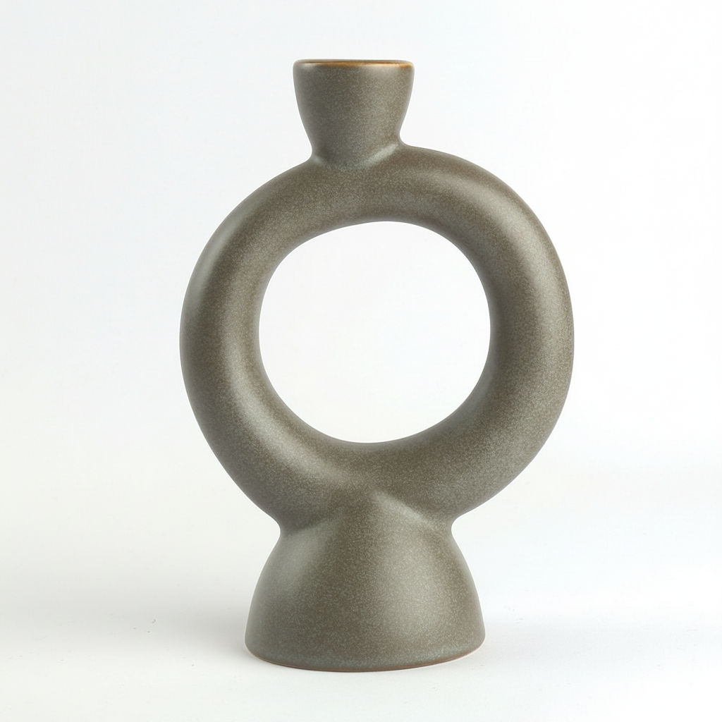 פמוט חרס HILL אפור קטן