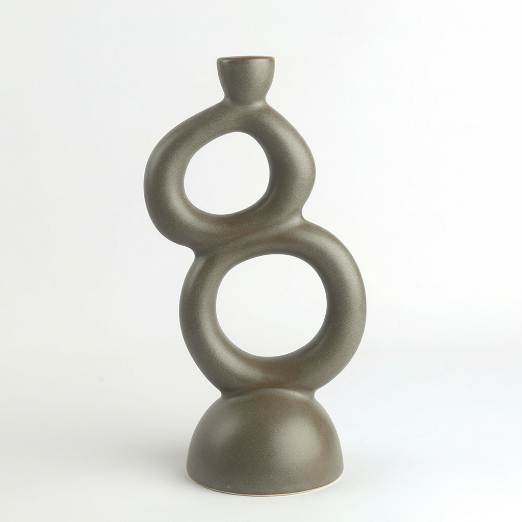 פמוט חרס HILL אפור 11*29 ס"מ