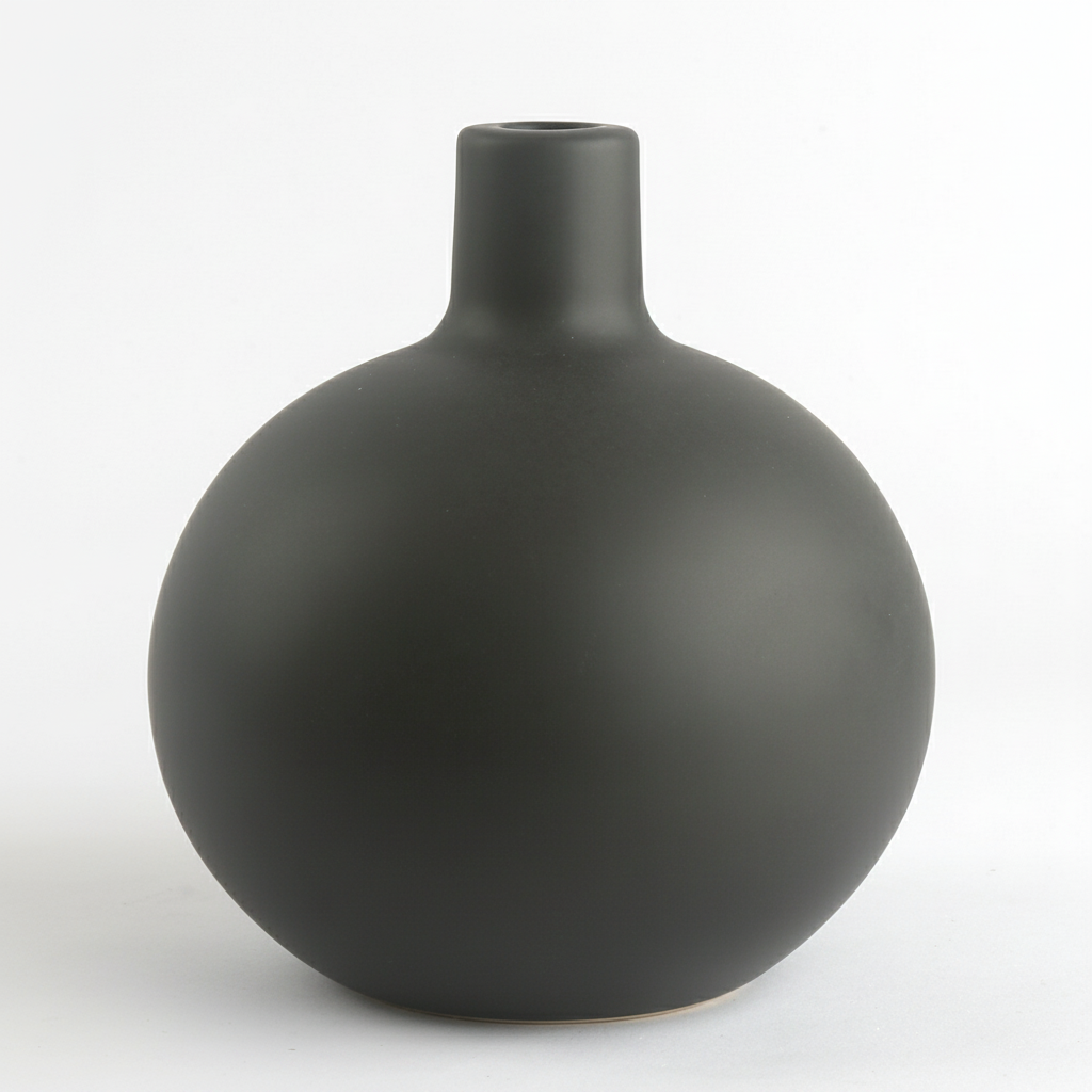 פמוט חרס GLOBE שחור גדול 16*18 ס"מ