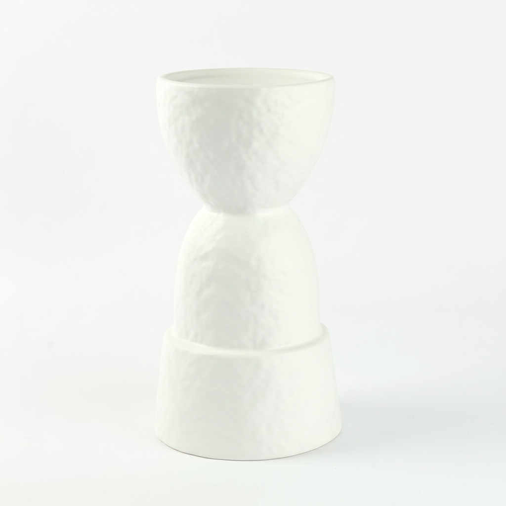 פמוט חרס RAJ לבן קטן 25*13