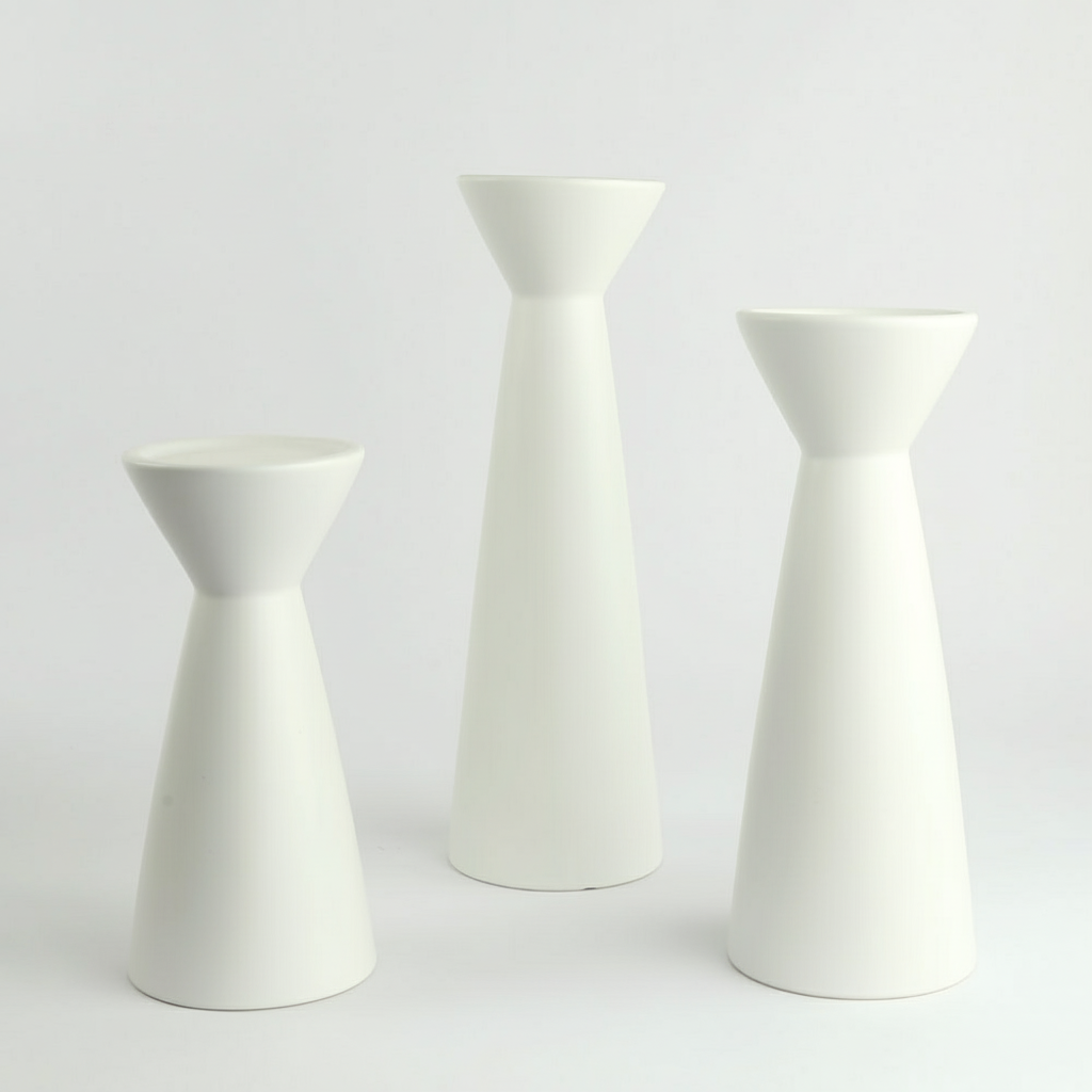 פמוט חרס PARK לבן גדול 30*9