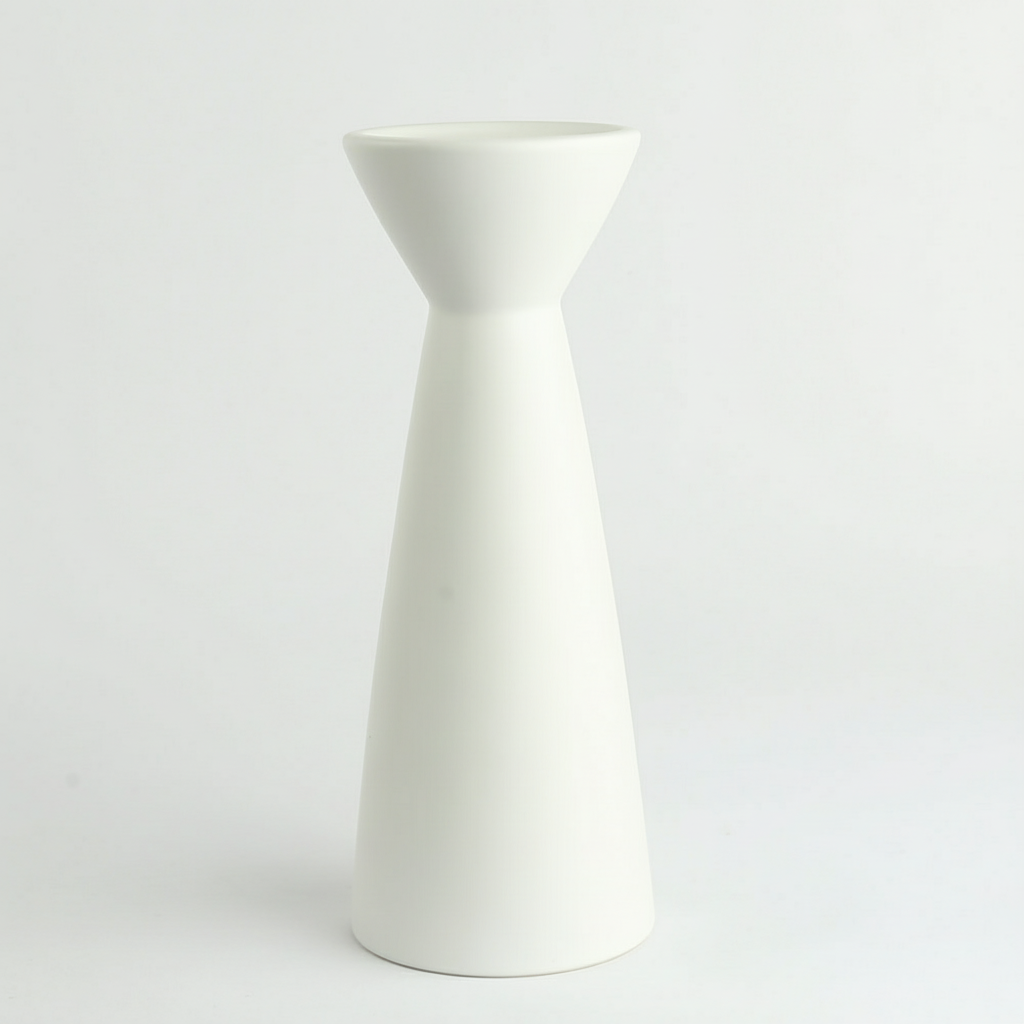 פמוט חרס PARK לבן בינוני 25*9