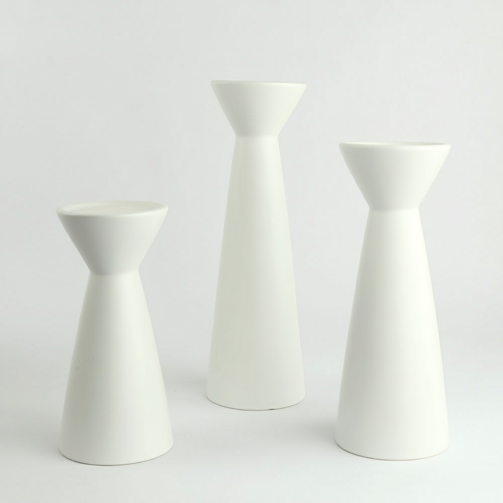 פמוט חרס PARK לבן קטן 20*9