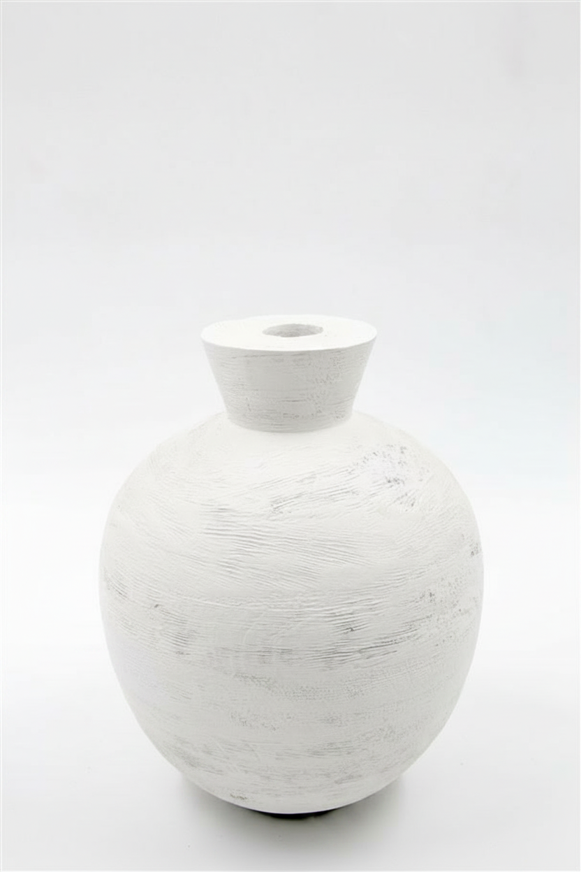 אגרטל עץ 22 ס"מ MANGO  לבן