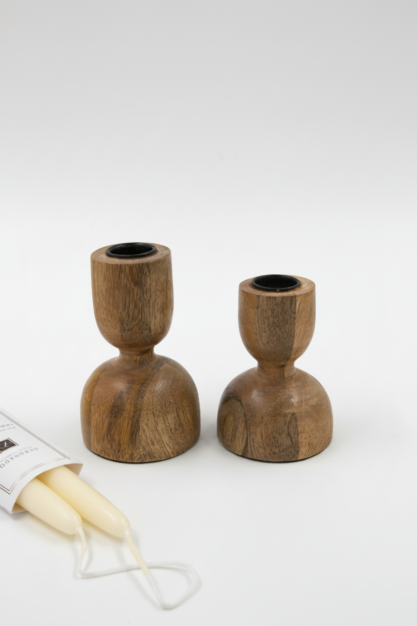 פמוט עץ גובה 11 ס"מ CHESS טבעי