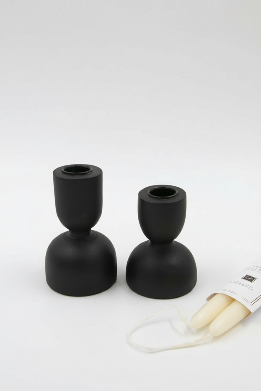 פמוט עץ גובה 9 ס"מ CHESS שחור