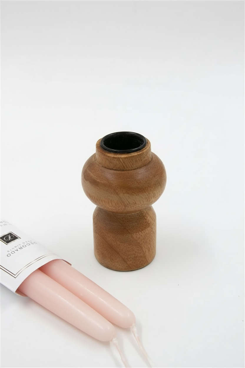 פמוט עץ גובה 8 ס"מ BOOP טבעי