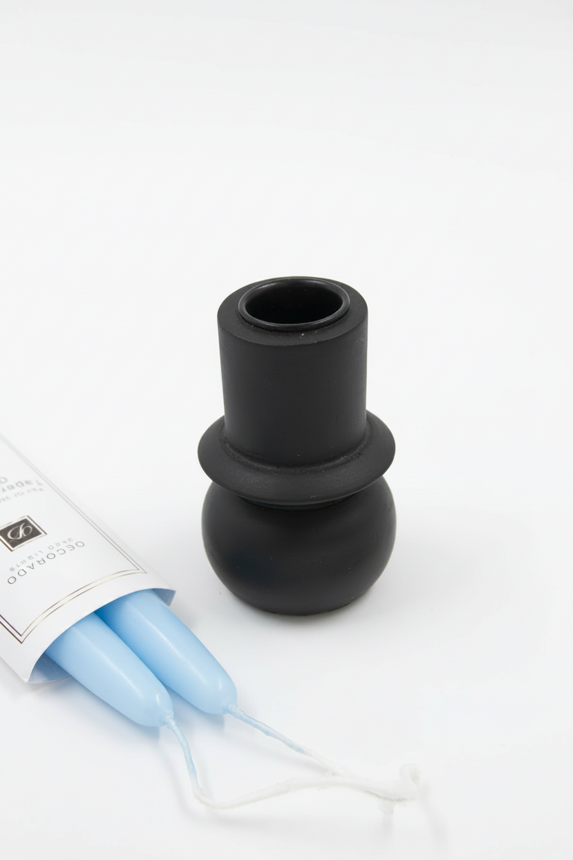 פמוט עץ גובה 8 ס"מ BOOP שחור