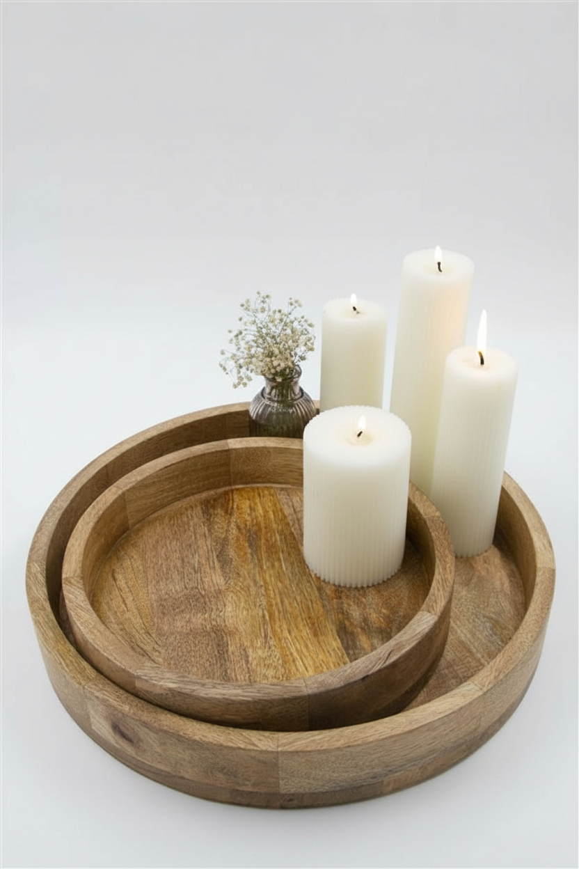 מגש עץ 26 ס"מ BOHO טבעי