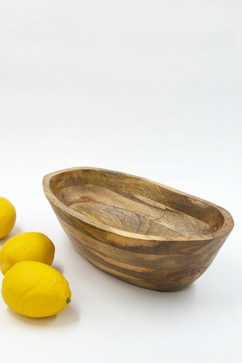 קערת עץ 33 ס"מ asymmetric טבעי