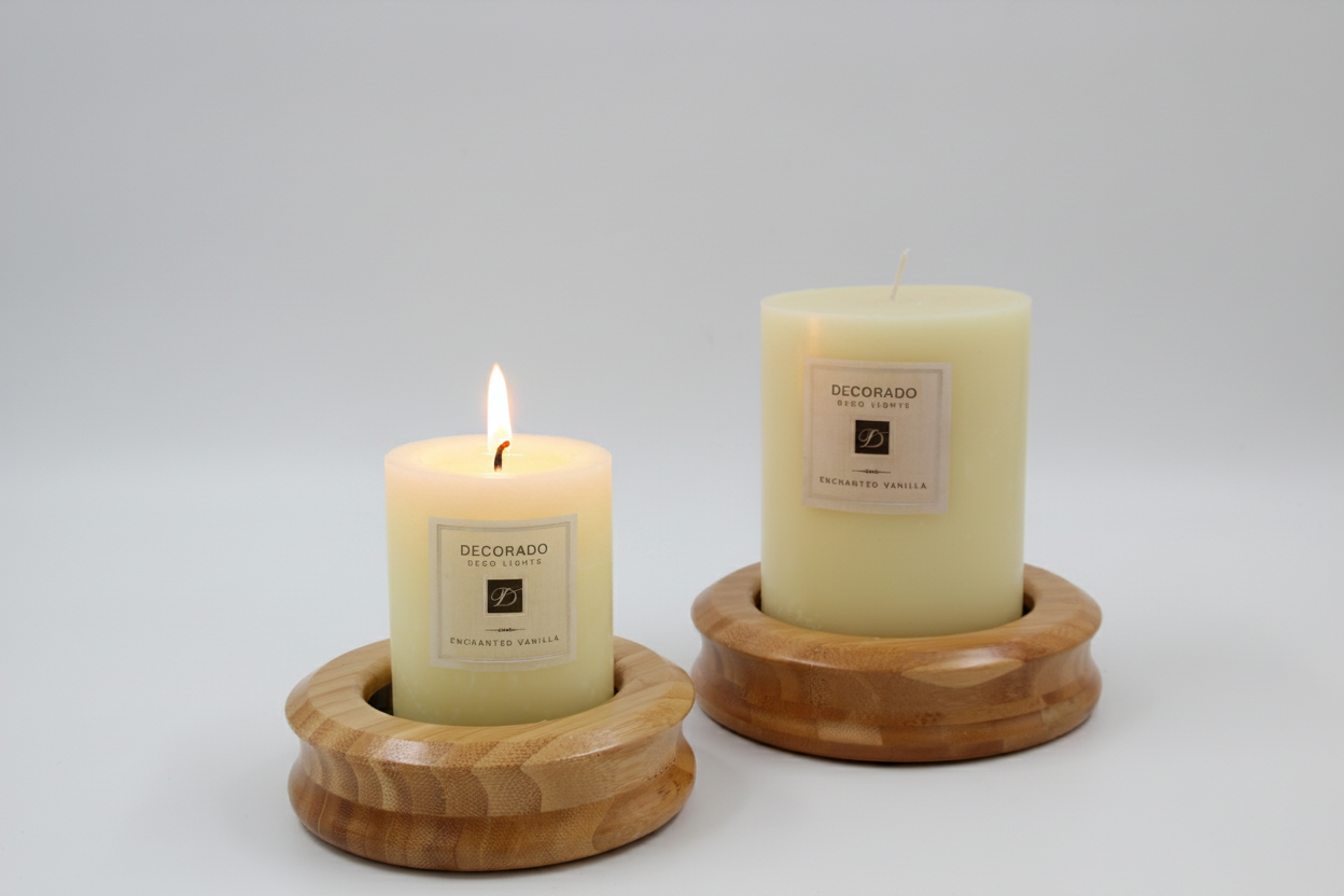 פמוט עץ עגול קטן 3.5*4