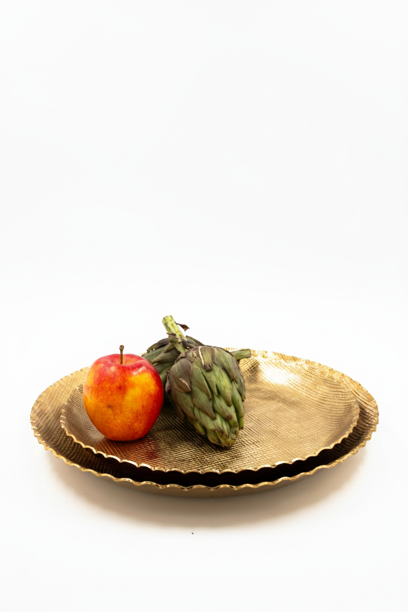 מגש מתכת INDIA זהב קטן 20 ס"מ