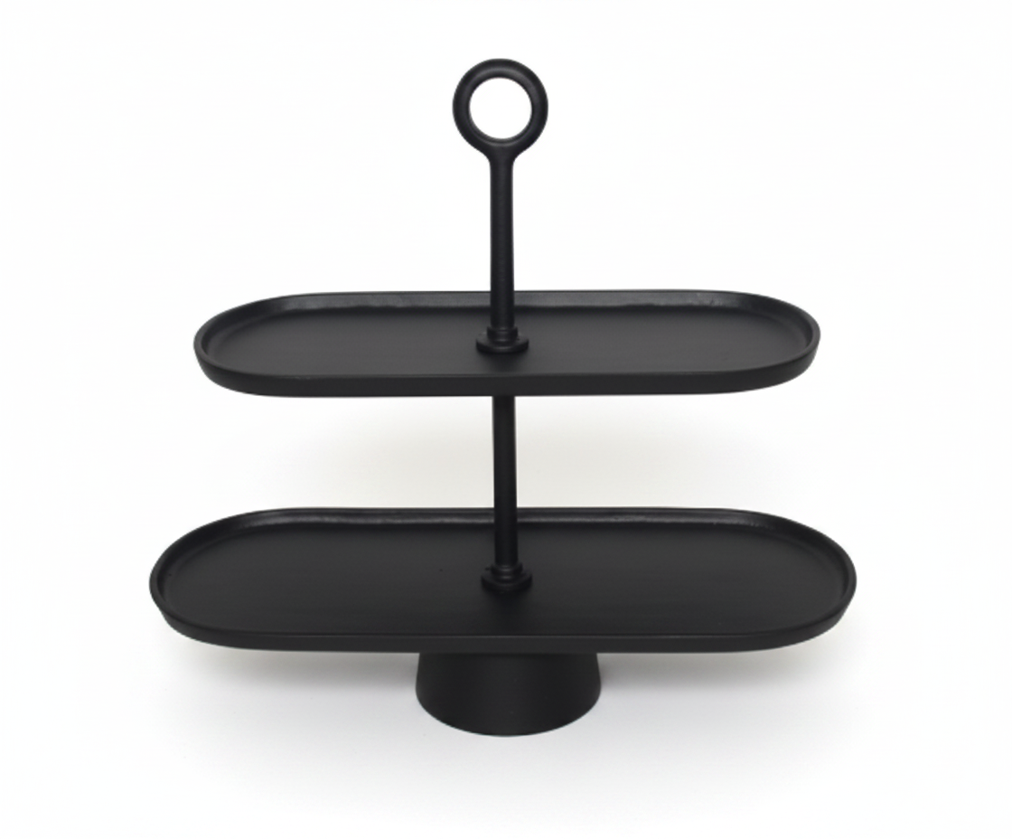 מגש עוגה 2 קומות שחור 45 ס"מ