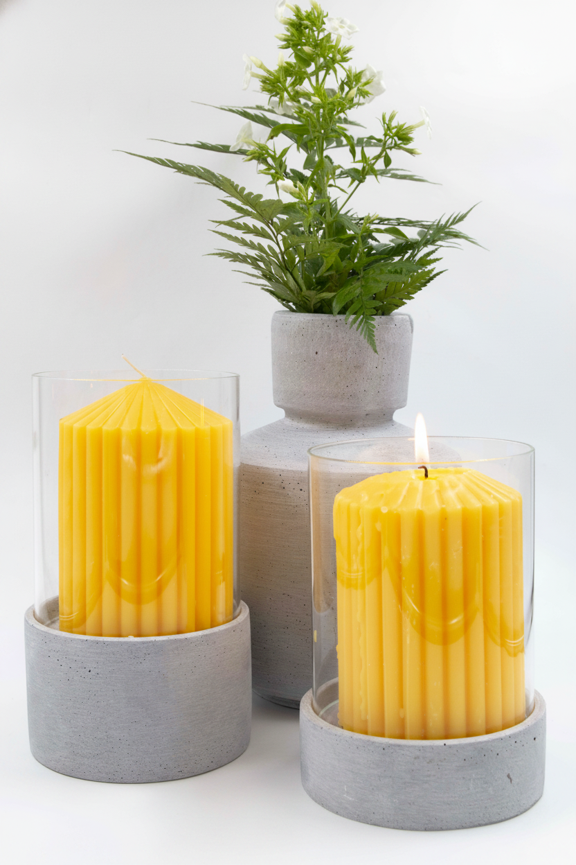 פמוט צילינדר MIX בטון גדול 22*13 ס"מ