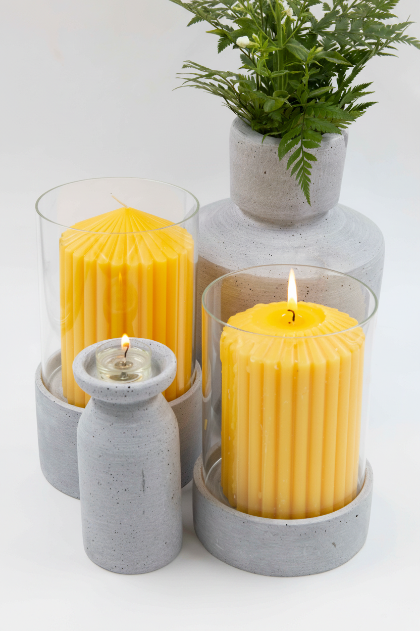 פמוט צילינדר MIX בטון קטן 18*13 ס"מ