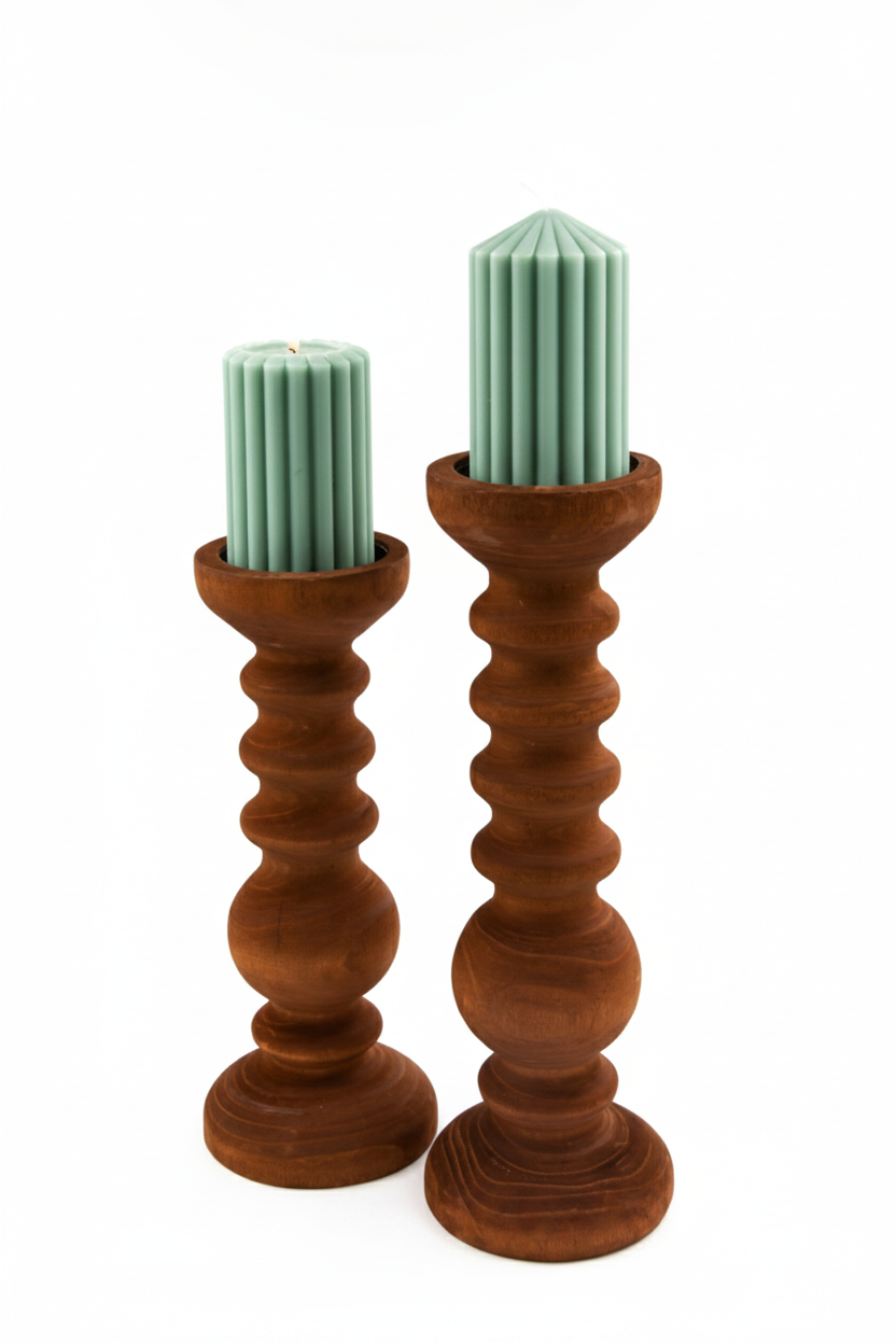 פמוט עץ CANDLE גדול 35 ס"מ