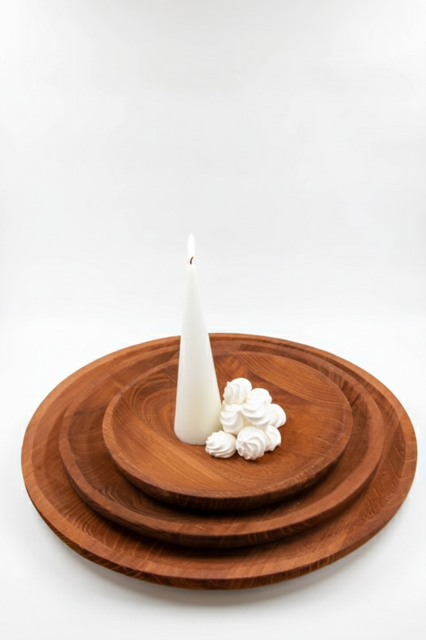 מגש עץ עגול קלאסי - 41-סמ