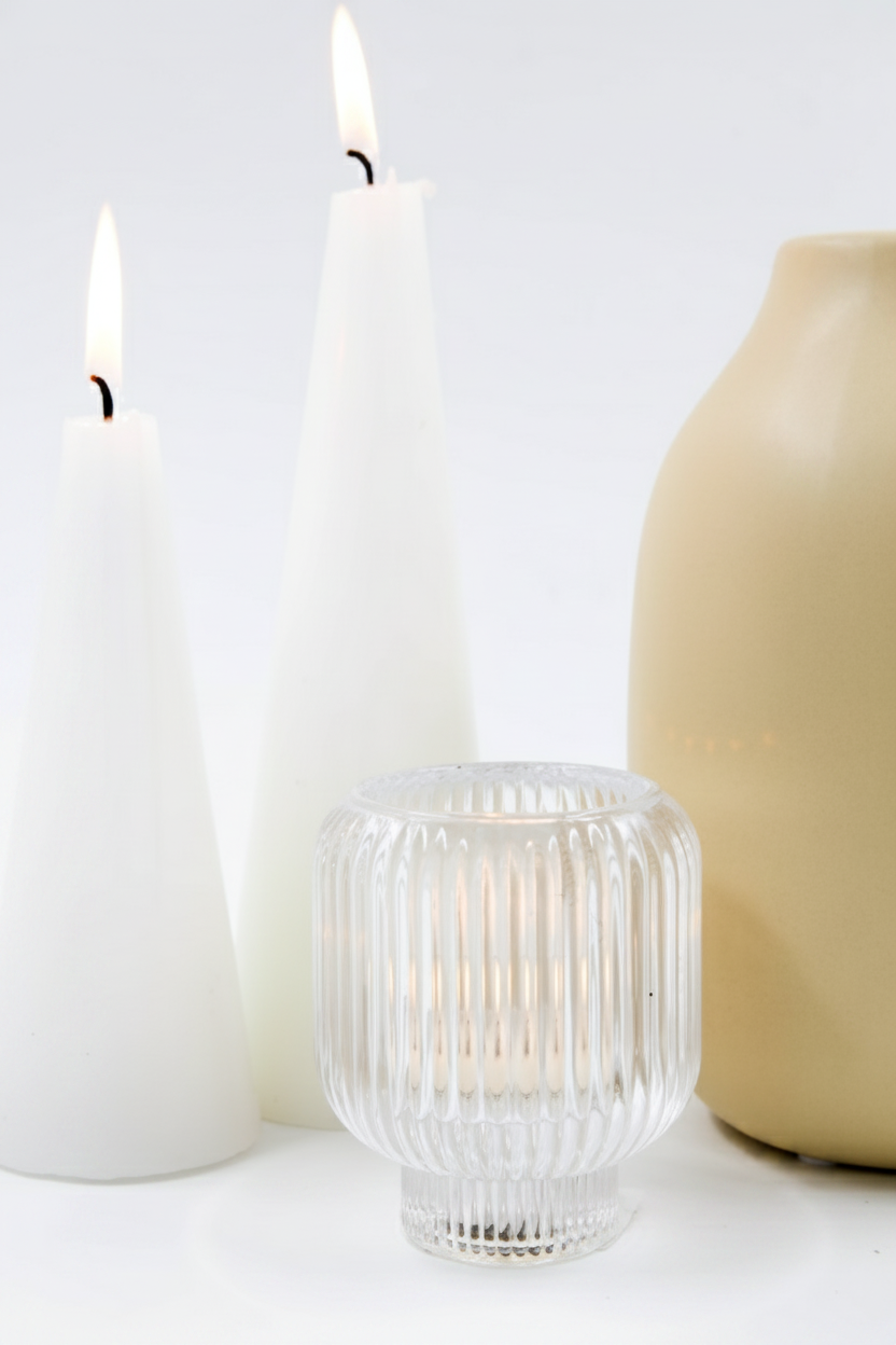 פמוט זכוכית PAS שקוף 8*7