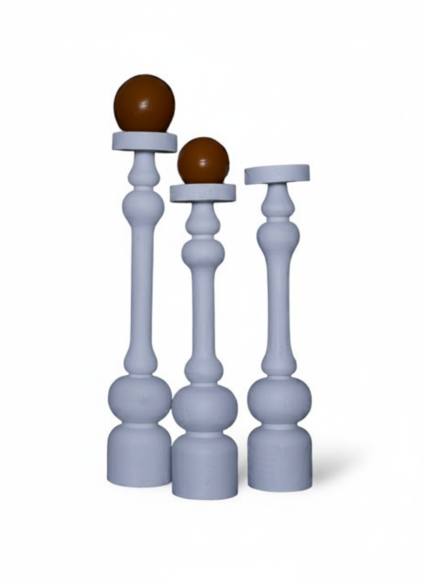 פמוט עץ VINI לבן - 56 ס"מ