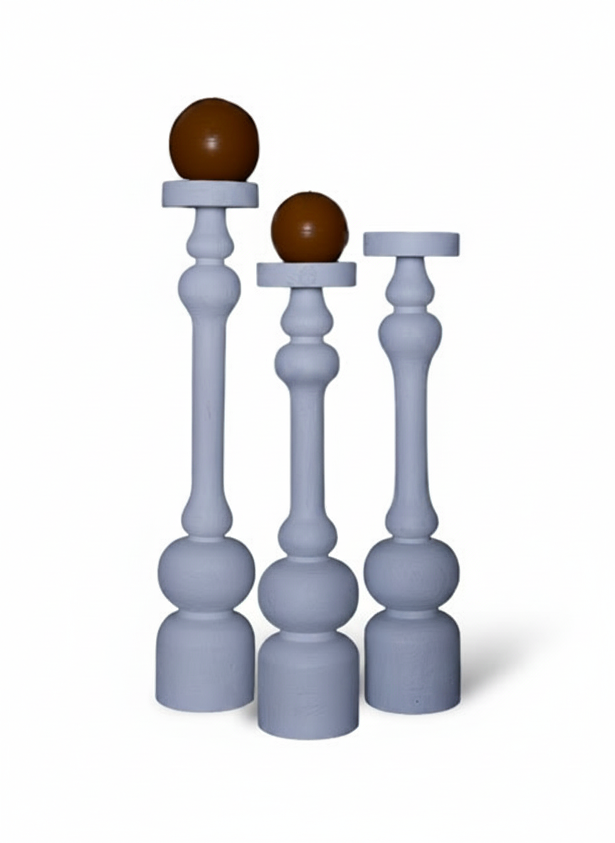 פמוט עץ VINI לבן - 46 ס"מ