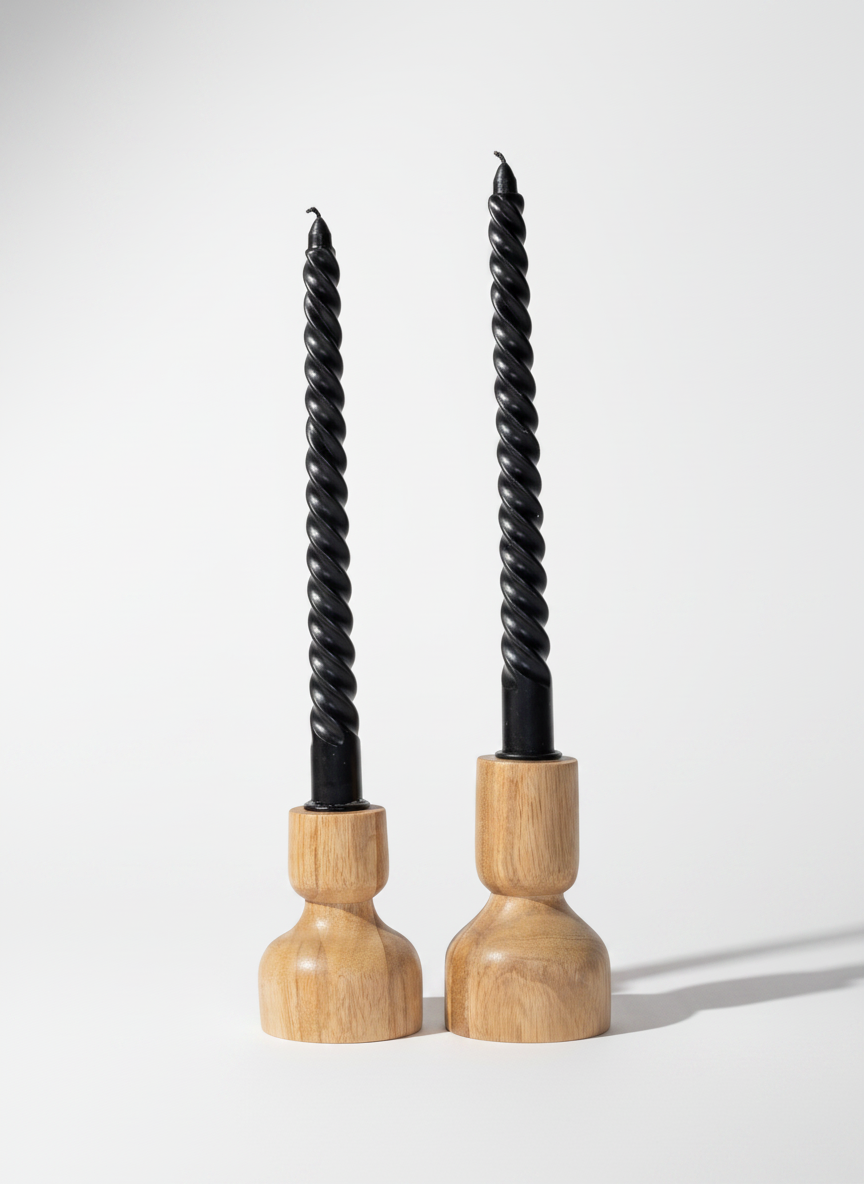 פמוט עץ KISS נטורל 11 ס"מ