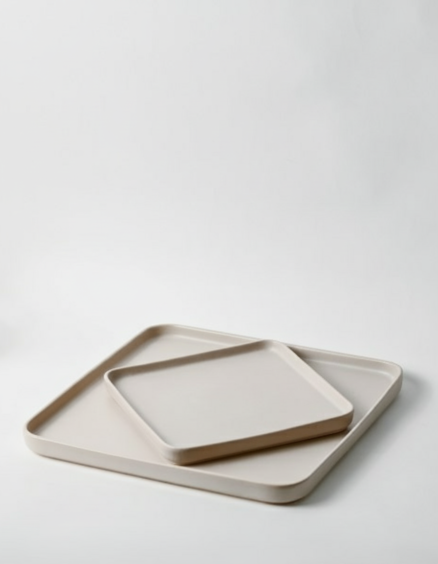 מגש חרס ריבועי עם גימור 30 ס"מ אפור