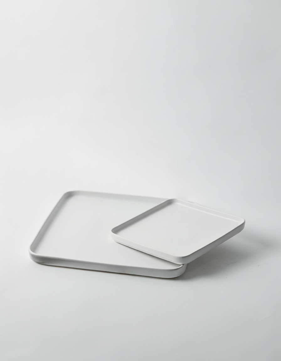 מגש חרס ריבועי עם גימור 25 ס"מ לבן