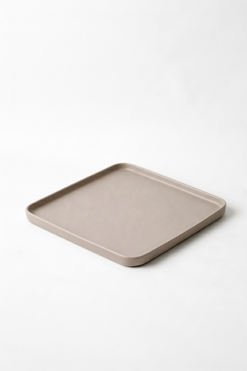 מגש חרס ריבועי עם גימור 25 ס"מ אפור