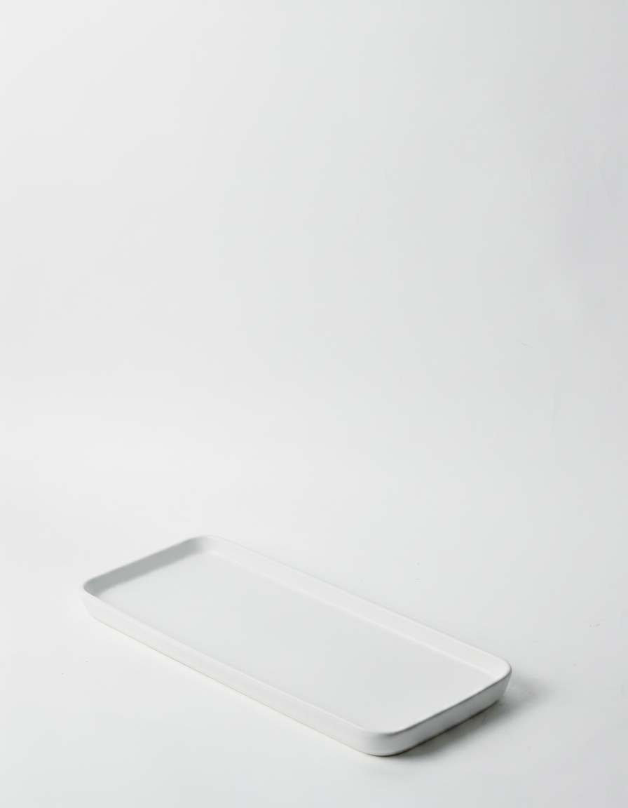 מגש חרס מלבני עם גימור 30 ס"מ לבן