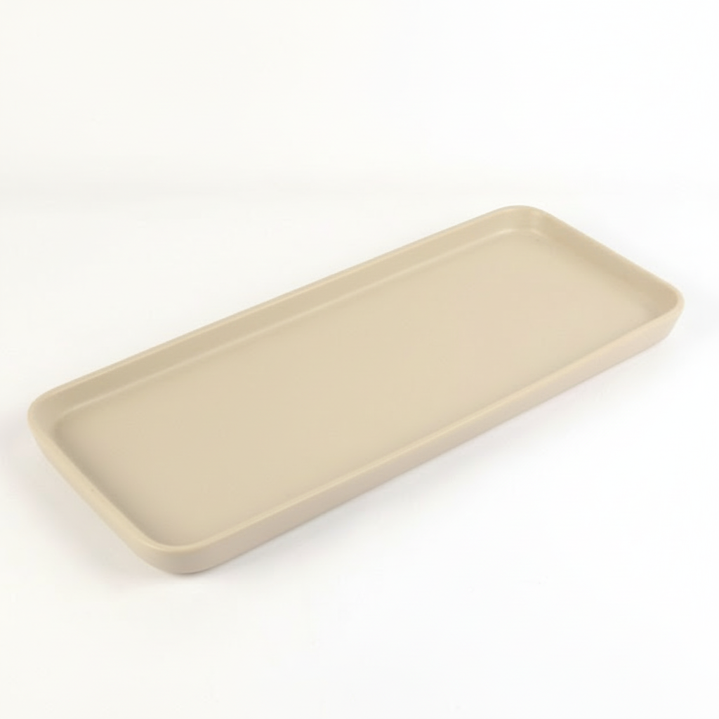 מגש חרס מלבני עם גימור 30 ס"מ אפור