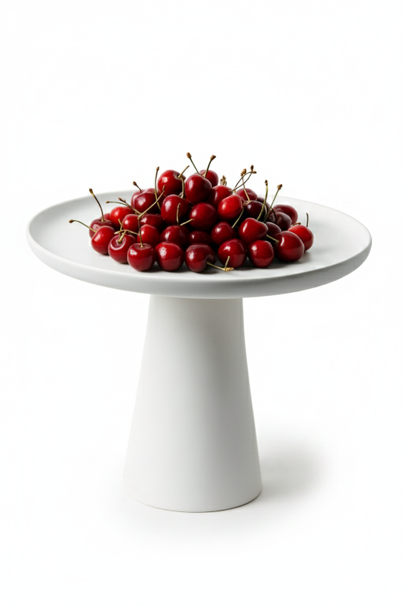 מגש חרס על רגל MOON לבן גדול 25 ס"מ