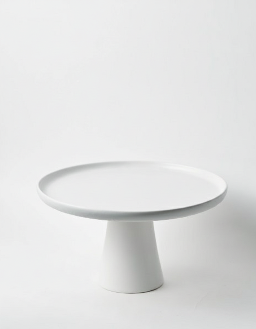 מגש חרס על רגל MOON לבן קטן 17 ס"מ