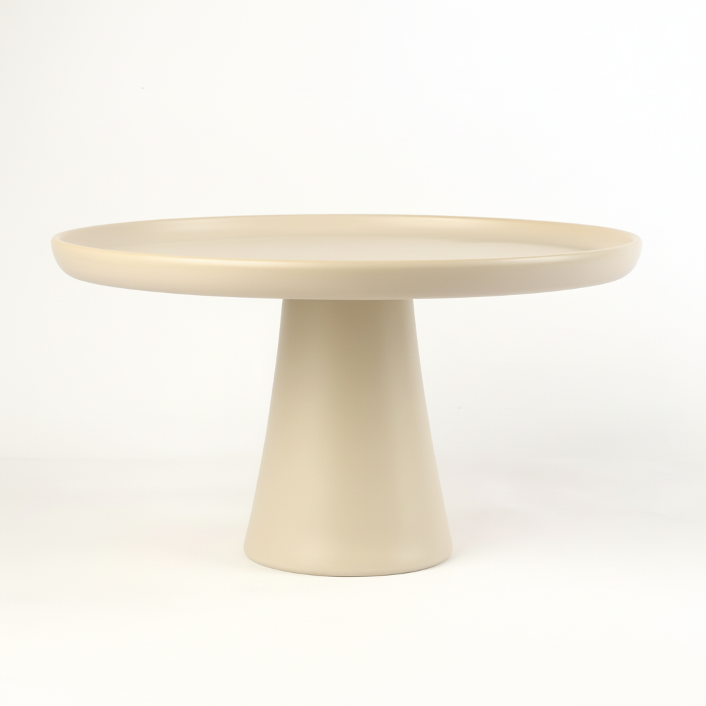 מגש חרס על רגל MOON אפור קטן 17 ס"מ