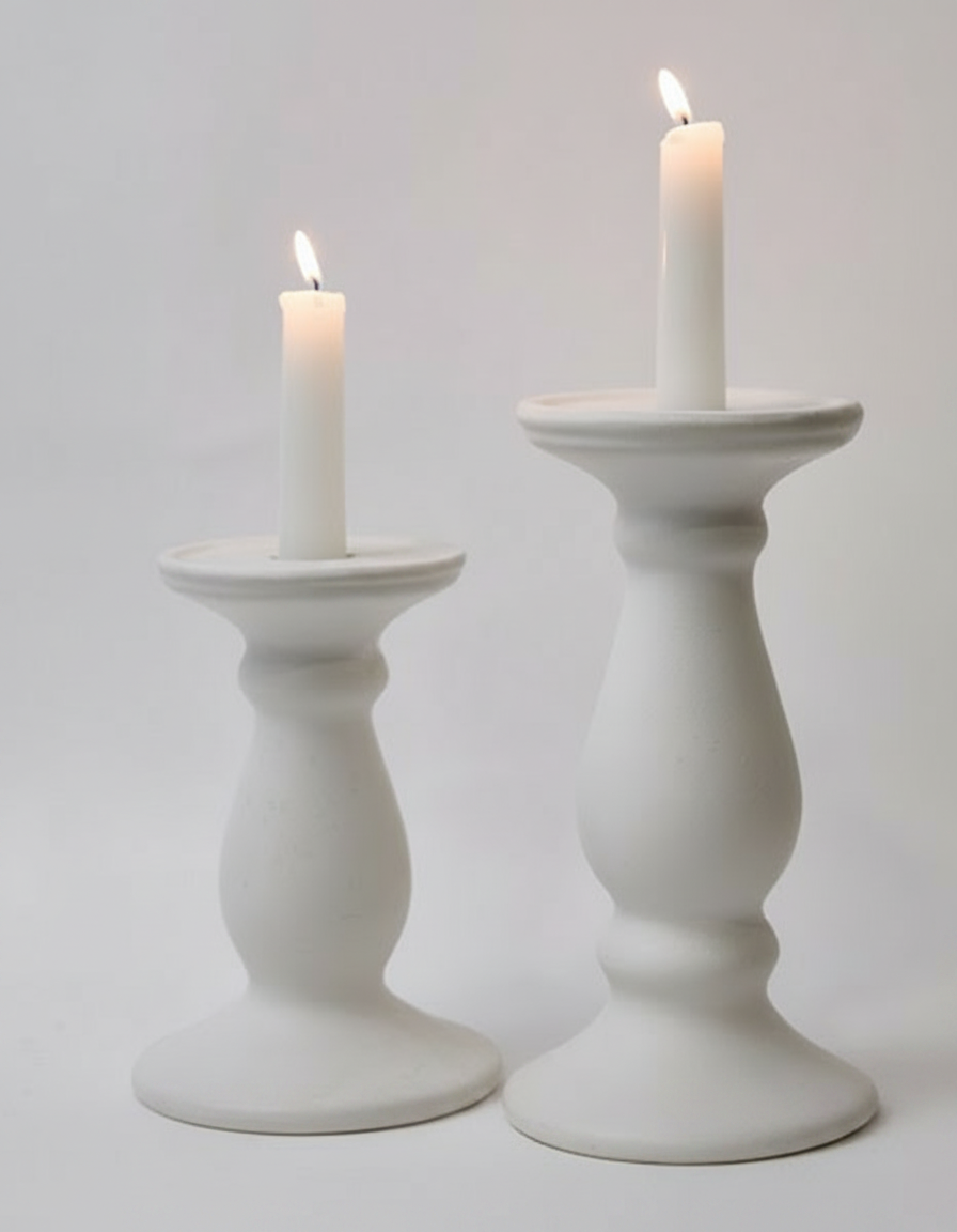 פמוט קרמי CLASSI לבן - 18 ס"מ