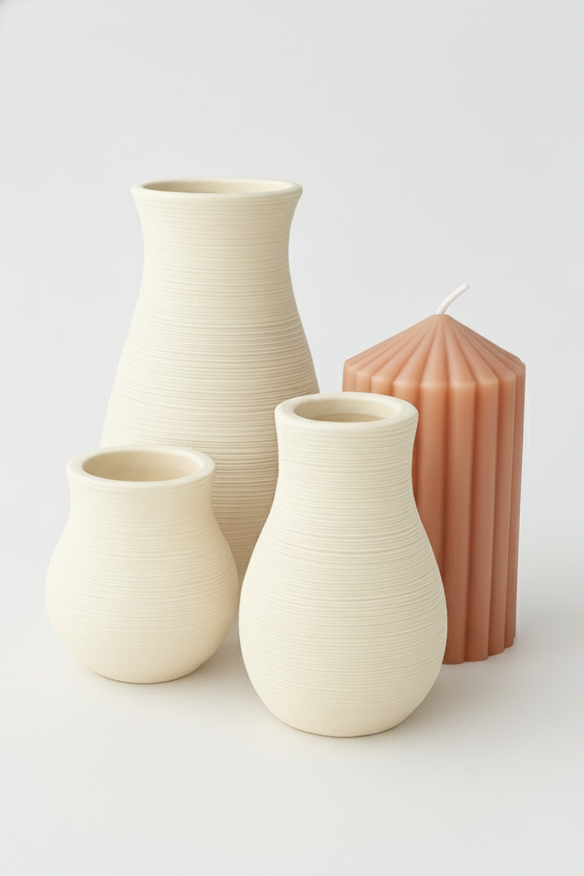 כד חרס טקסטורה לבן