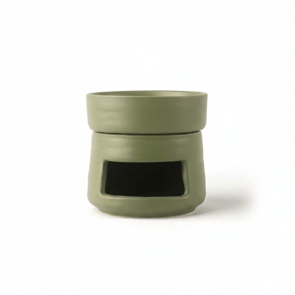 פמוט חרס בייסיק ירוק פסטל 8 ס"מ