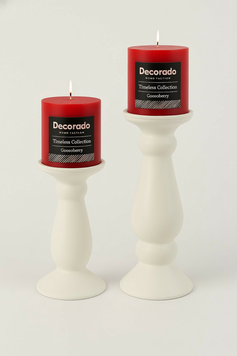 סט זוגי פמוט חרס לבן 20-25 ס''מ