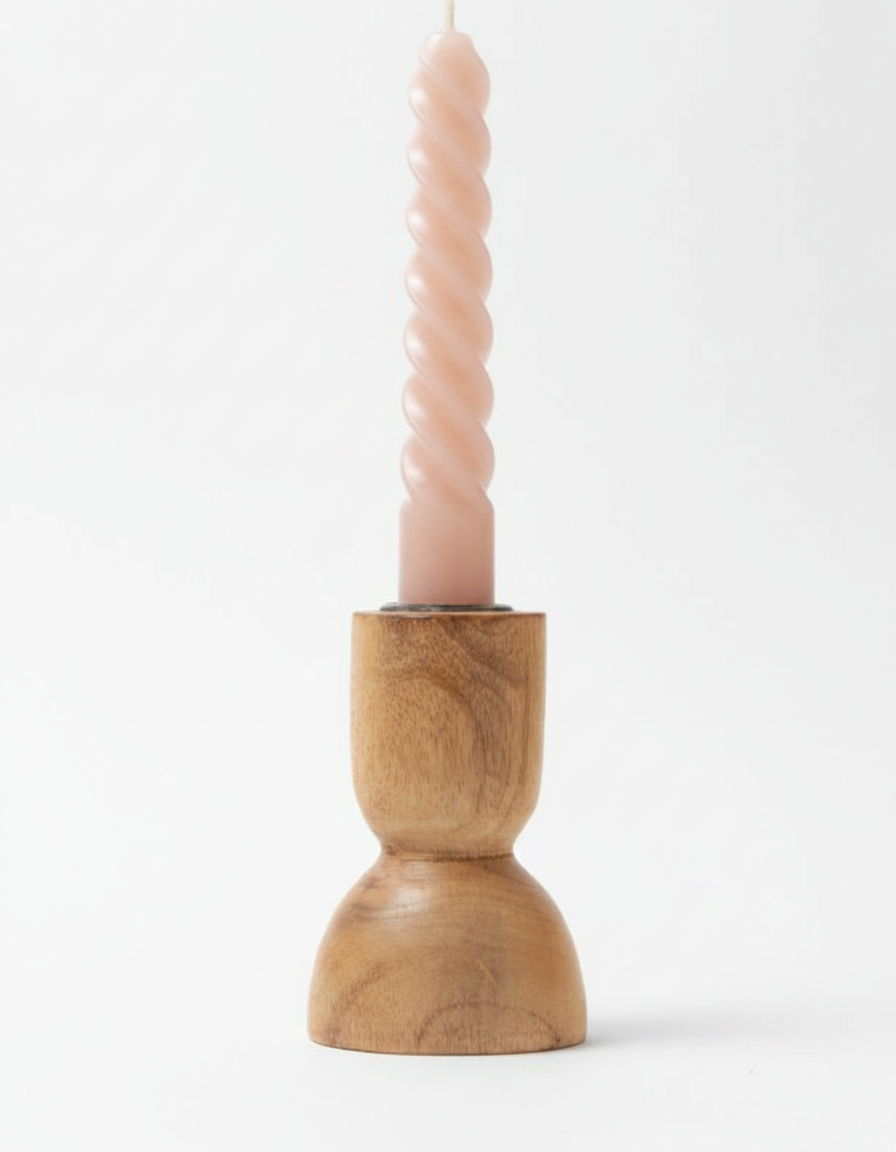 פמוט עץ כפרי 10 ס"מ