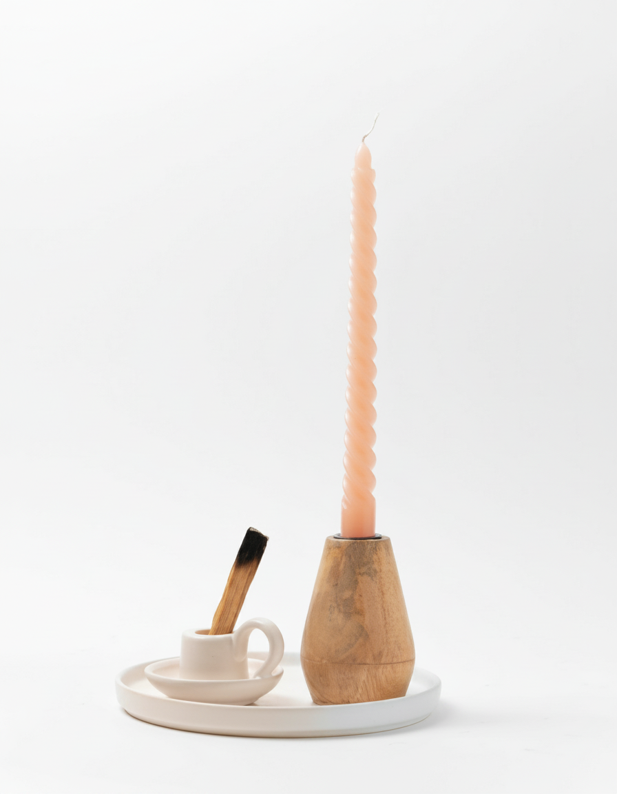 פמוט עץ אובלי 10 ס"מ