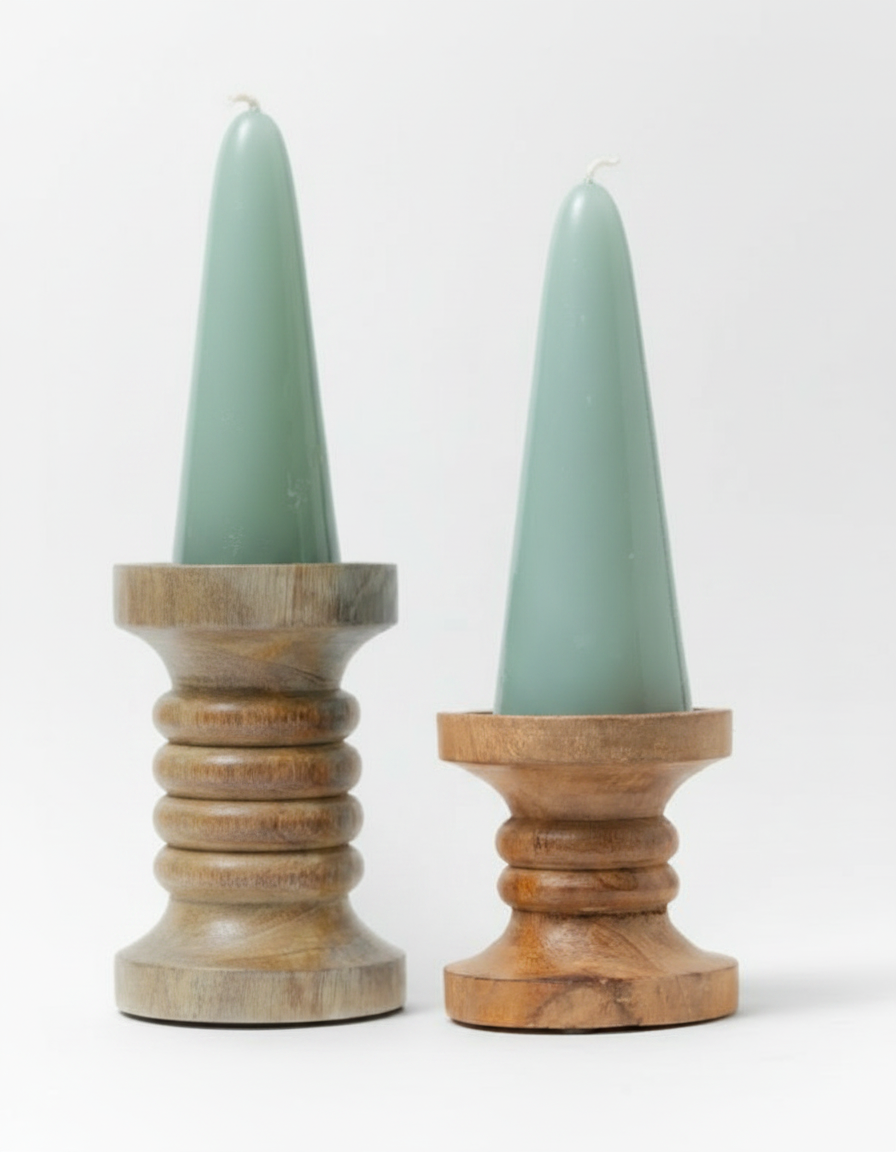 פמוט עץ קלאסי 10 ס"מ