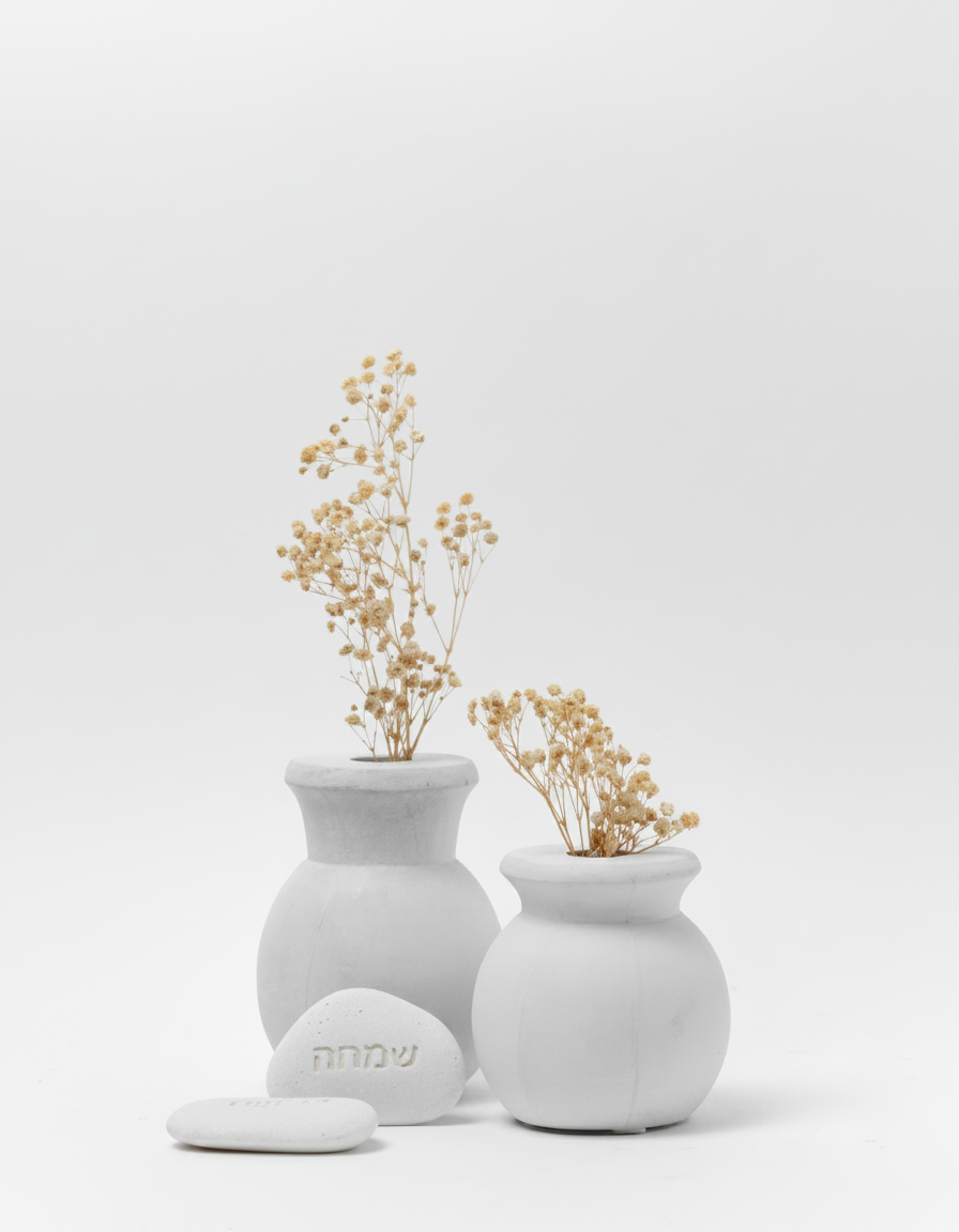 כד עץ טרה  גדול 10*13 ס"מ לבן