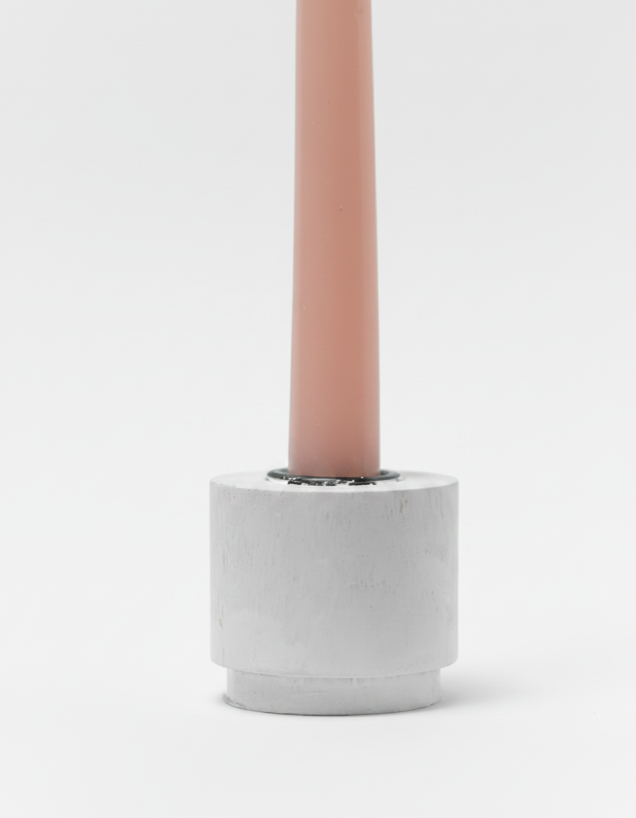 פמוט עץ דינר קטן 4 ס"מ לבן