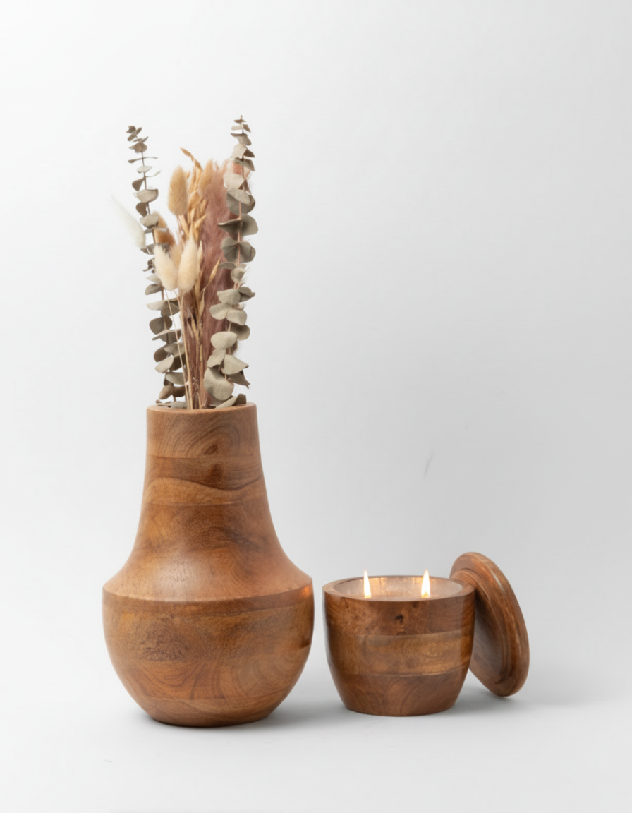 כד עץ לינאה גדול 17*25 ס"מ