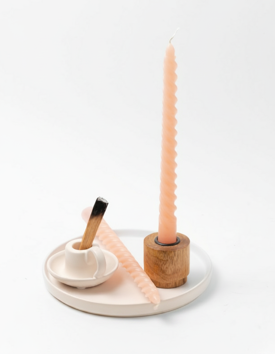 פמוט עץ דינר קטן 4 ס"מ