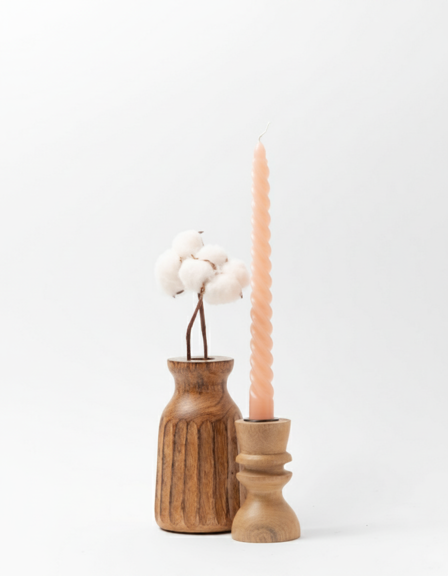 פמוט עץ טוסקנה 10 ס"מ