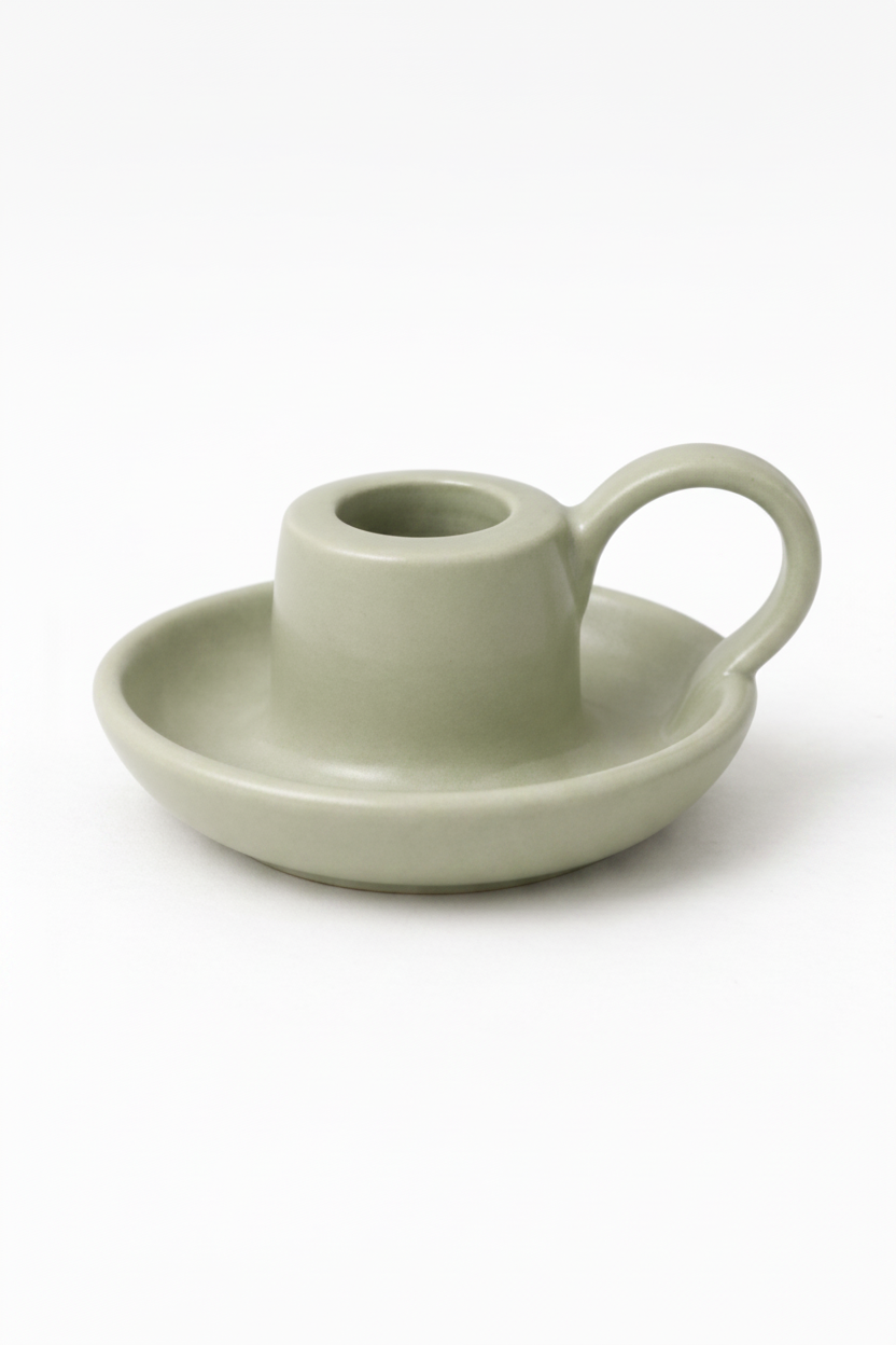 פמוט חרס רטרו ירוק 6 סמ