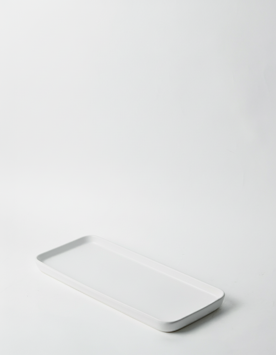 מגש חרס מלבני עם שוליים לבן 30 ס"מ